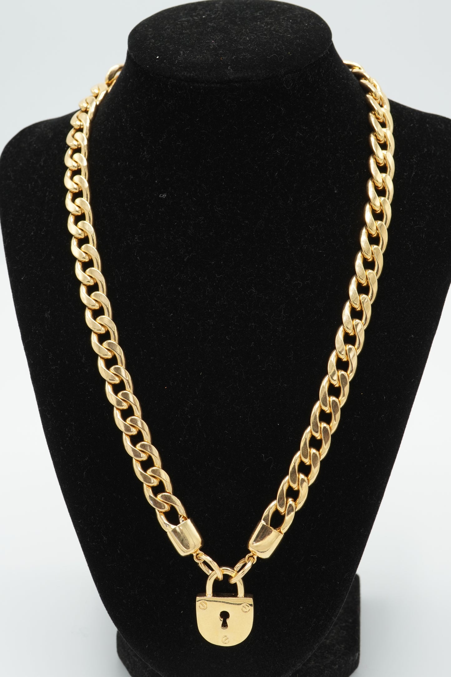 Gold Cuban Link Padlock Chain Necklace