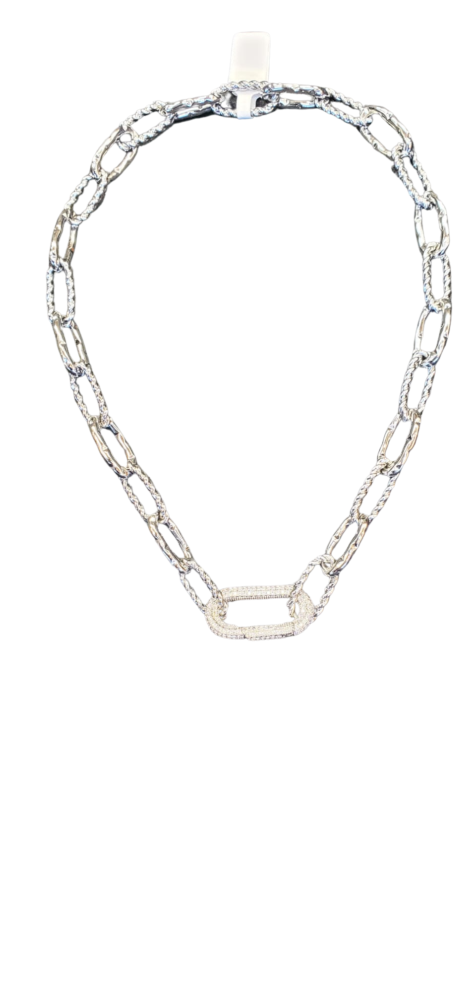 Chunky Silver links with Diamond Locket Necklace